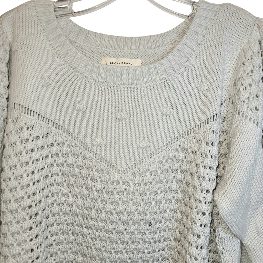 Lucky Brand Textured Dot Sweater Womens Pullover Crewneck Sweater Sz XL‎ Gray - Picture 4 of 14
